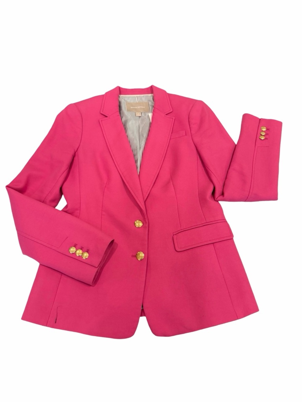 BANANA REPUBLIC Hot Pink Tailored Blazer with Gold Crest Buttons Size 6